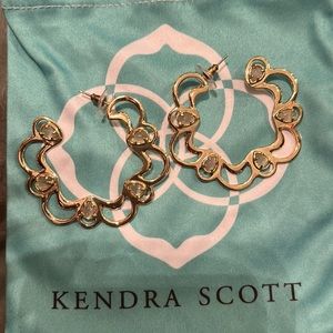 Kendra Scott gold scalloped hoop gem earrings RARE